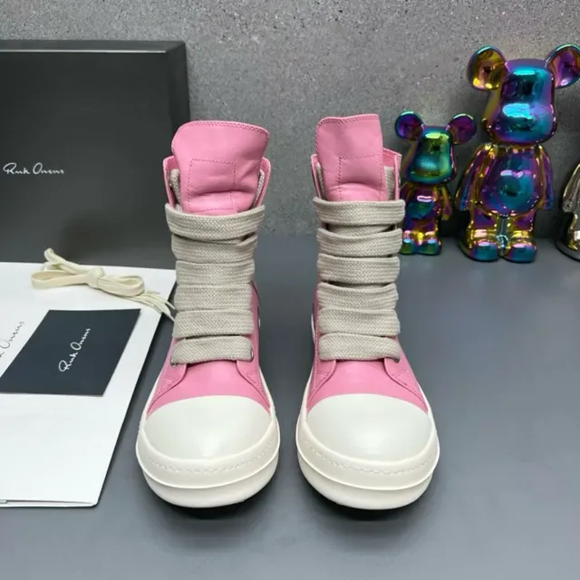 Rick Owens DRKSHDW Ramones Pink and White High-Top Lifestyle Sneakers 7