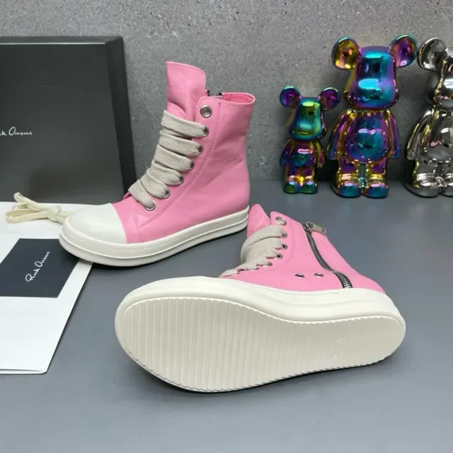 Rick Owens DRKSHDW Ramones Pink and White High-Top Lifestyle Sneakers 8
