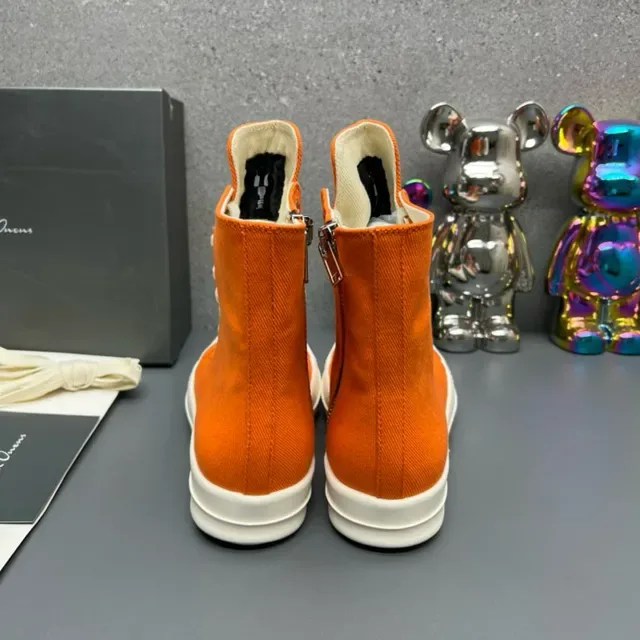 Rick Owens Geobasket Orange Canvas High-Top Lifestyle Sneakers 2