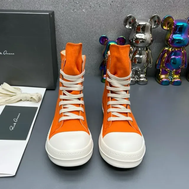 Rick Owens Geobasket Orange Canvas High-Top Lifestyle Sneakers 4