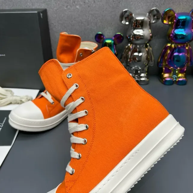 Rick Owens Geobasket Orange Canvas High-Top Lifestyle Sneakers 5