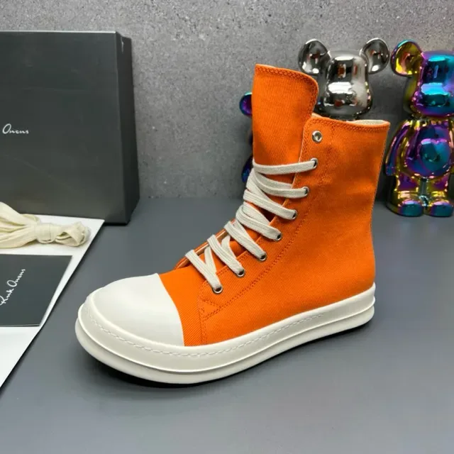 Rick Owens Geobasket Orange Canvas High-Top Lifestyle Sneakers 6