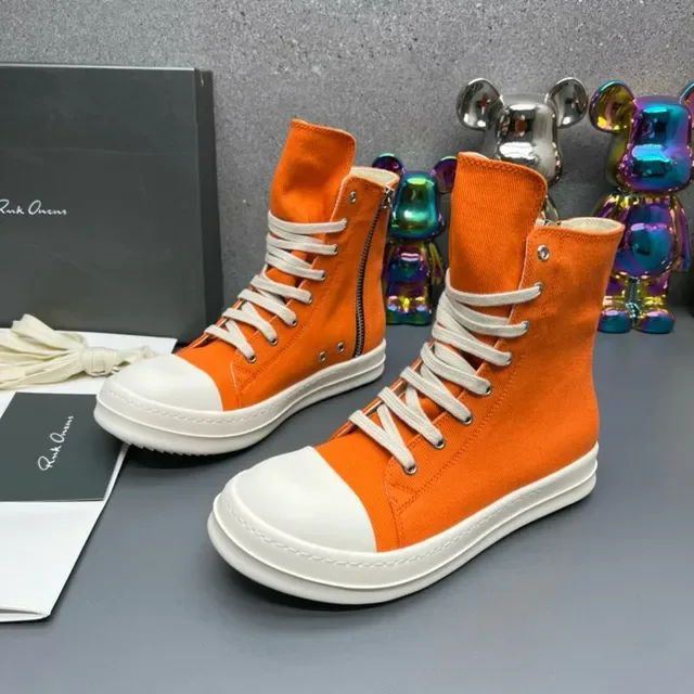 Rick Owens Geobasket Orange Canvas High-Top Lifestyle Sneakers 7