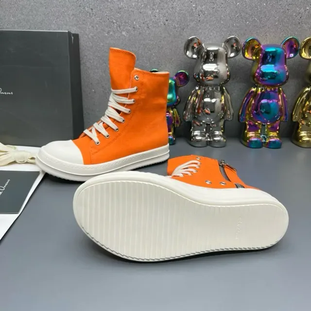 Rick Owens Geobasket Orange Canvas High-Top Lifestyle Sneakers 8