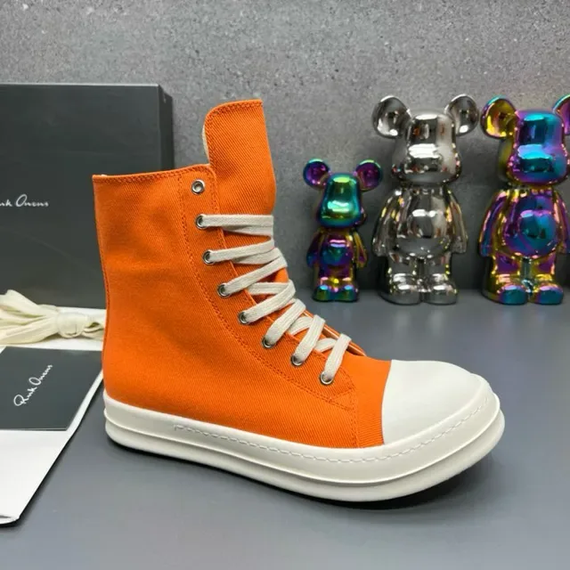 Rick Owens Geobasket Orange Canvas High-Top Lifestyle Sneakers 9