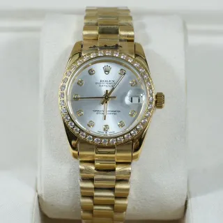 Rolex Oyster Perpetual Datejust Gold-tone Diamond Bezel Mechanical Watch