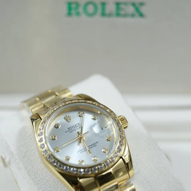 Rolex Oyster Perpetual Datejust Gold-tone Diamond Bezel Mechanical Watch 4