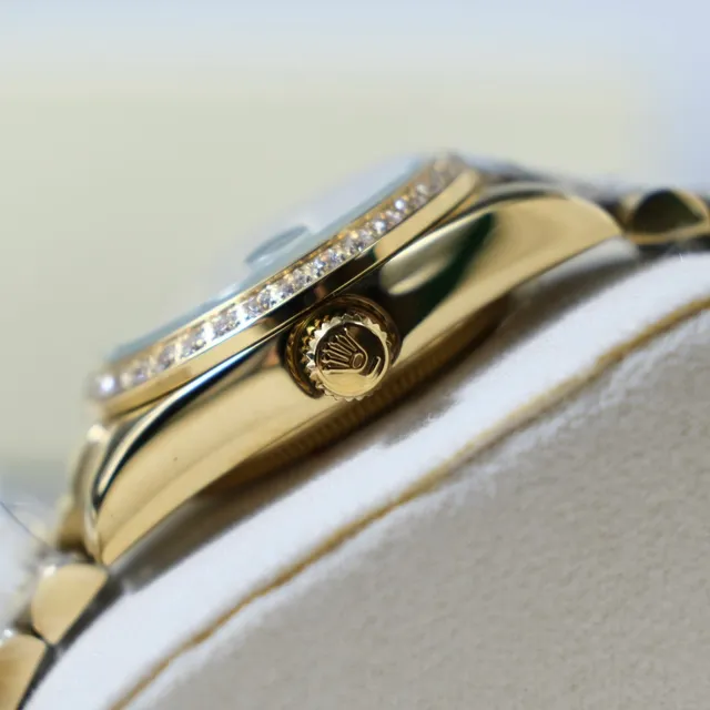Rolex Oyster Perpetual Datejust Gold-tone Diamond Bezel Mechanical Watch 6