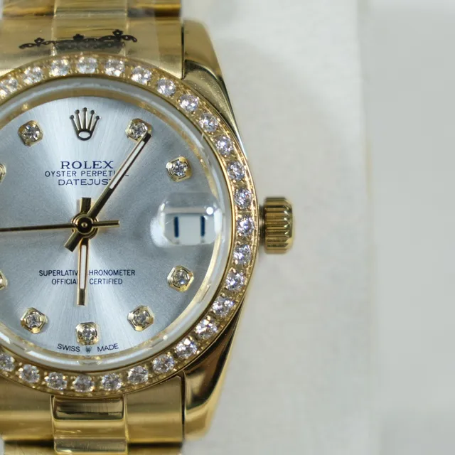 Rolex Oyster Perpetual Datejust Gold-tone Diamond Bezel Mechanical Watch 8