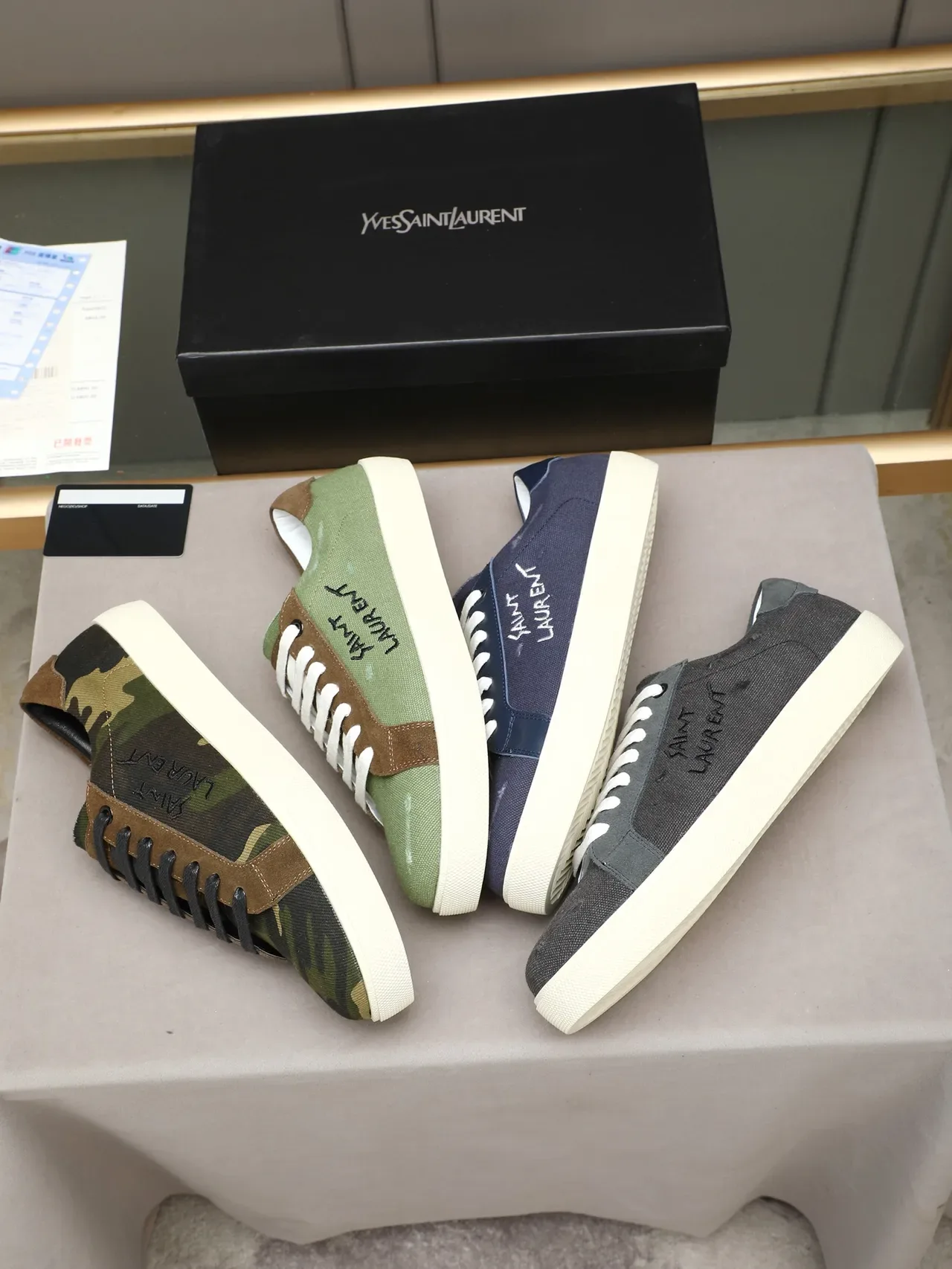 Saint Laurent Army Green Brown Camouflage Canvas Suede Accents Lifestyle Sneakers 2