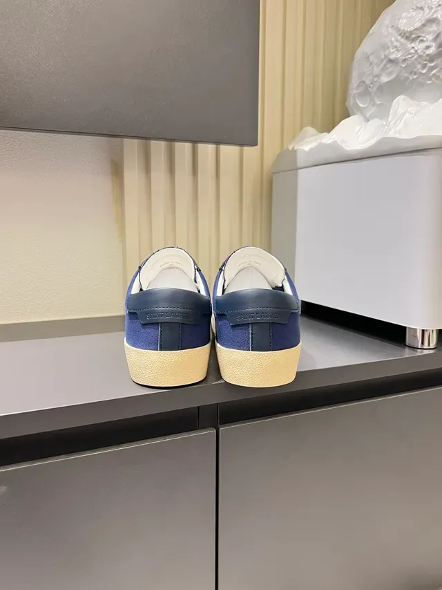 Saint Laurent Canvas Embroidered Logo Navy Lifestyle Sneakers 2