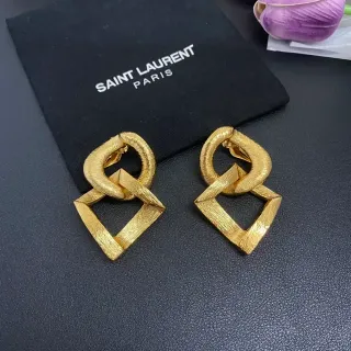 Saint Laurent Geometric Interlocking Gold Earrings
