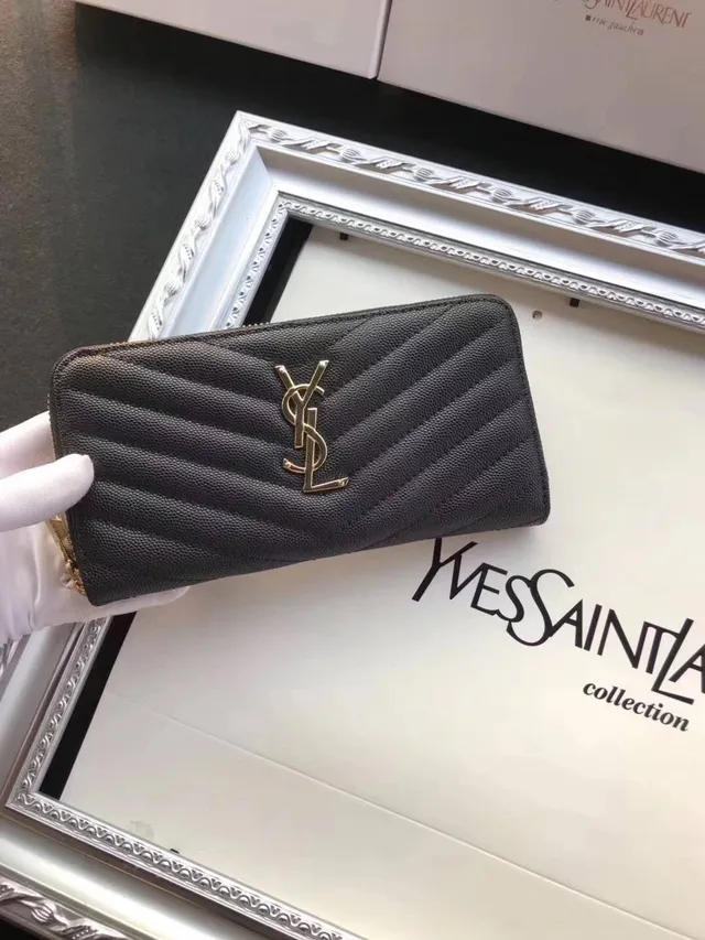 Saint Laurent Loulou Quilted Black Leather Long Wallet 4