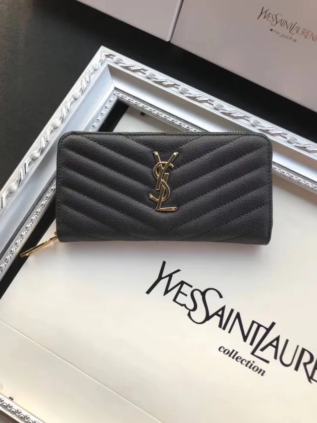 Saint Laurent Loulou Quilted Black Leather Long Wallet 8