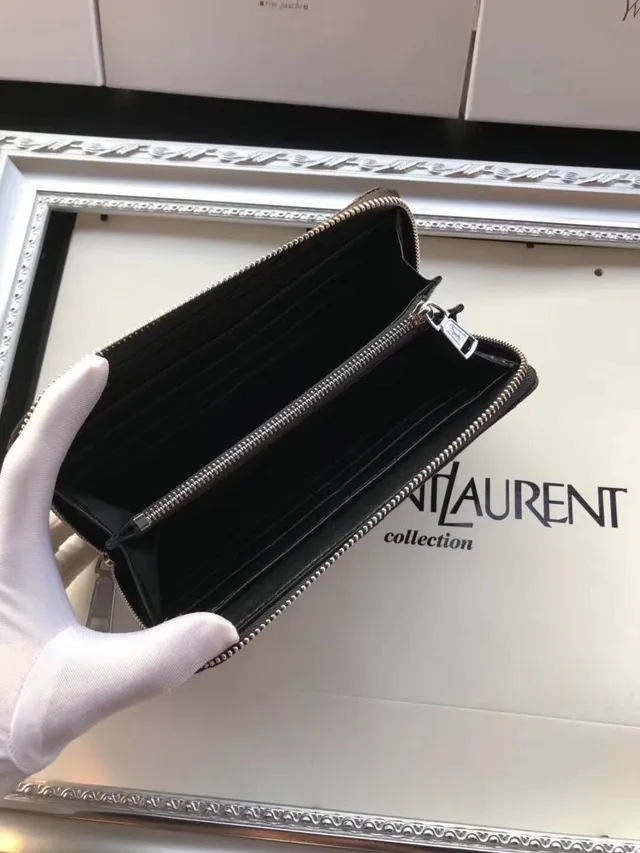 Saint Laurent Loulou Quilted Black Leather Long Wallet 10
