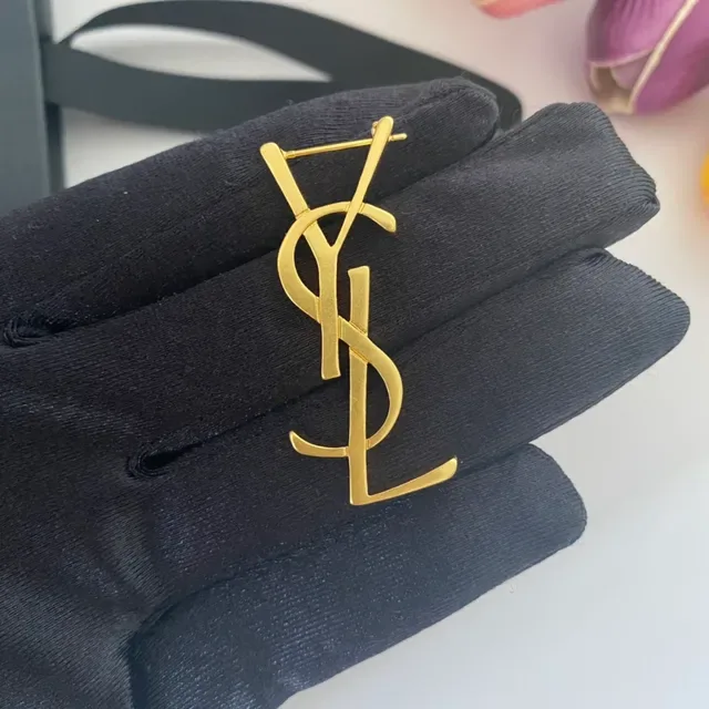 Saint Laurent Monogram Belt Black Gold Buckle Ribbed Fabric Strap Leather Belt 5