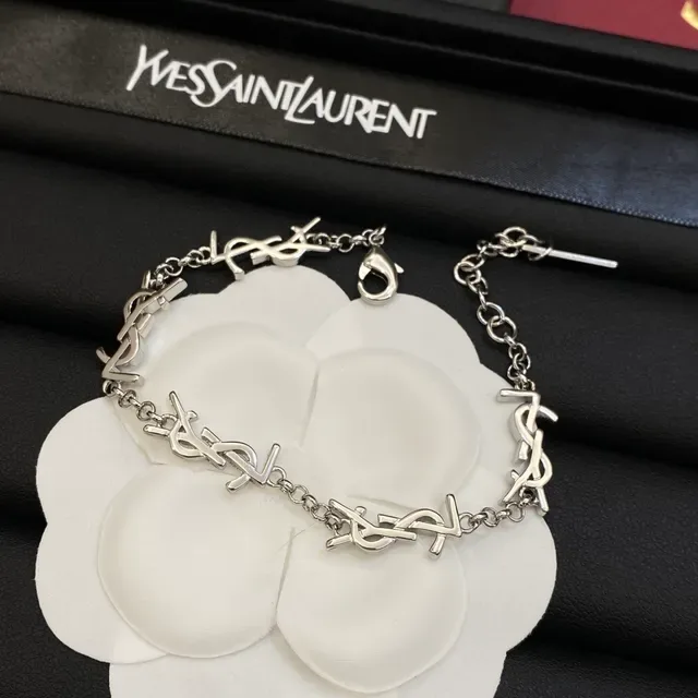 Saint Laurent Monogram Link Gold and Silver Bracelets 3