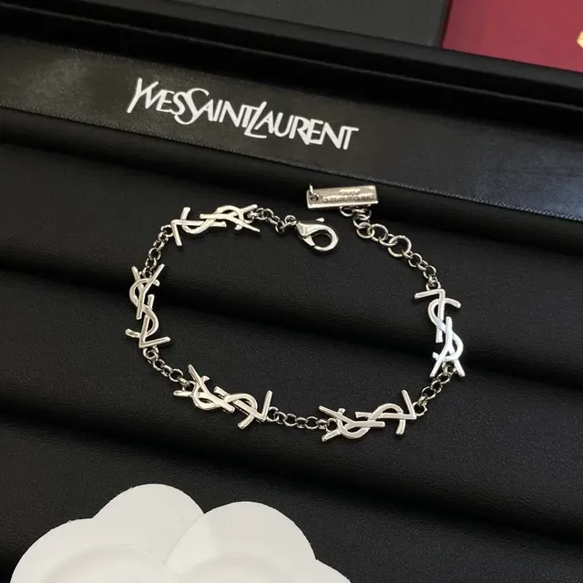 Saint Laurent Monogram Link Gold and Silver Bracelets 4