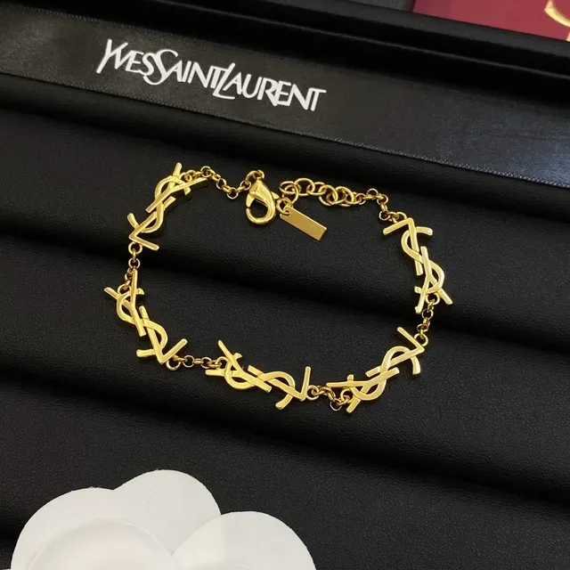Saint Laurent Monogram Link Gold and Silver Bracelets 5