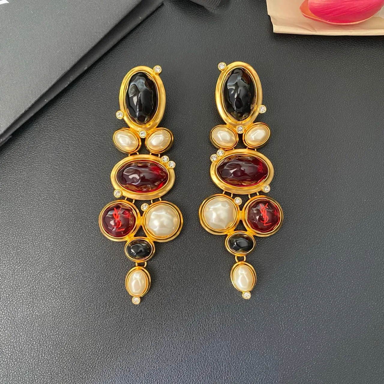 Saint Laurent Multi-Stone Chandelier Earrings 5