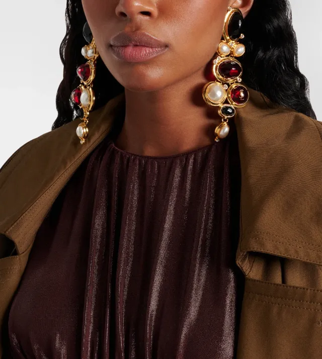 Saint Laurent Multi-Stone Chandelier Earrings 2
