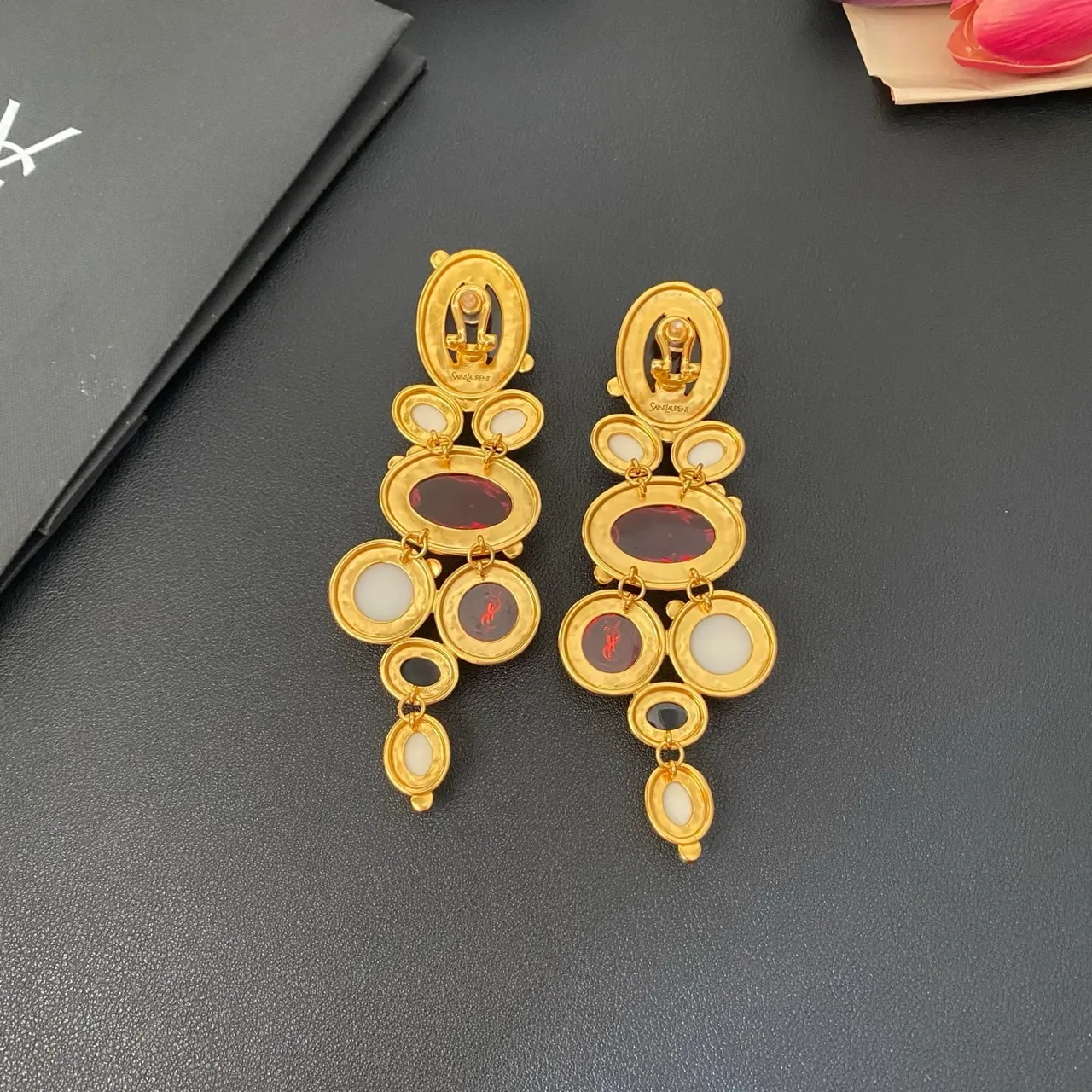Saint Laurent Multi-Stone Chandelier Earrings 6