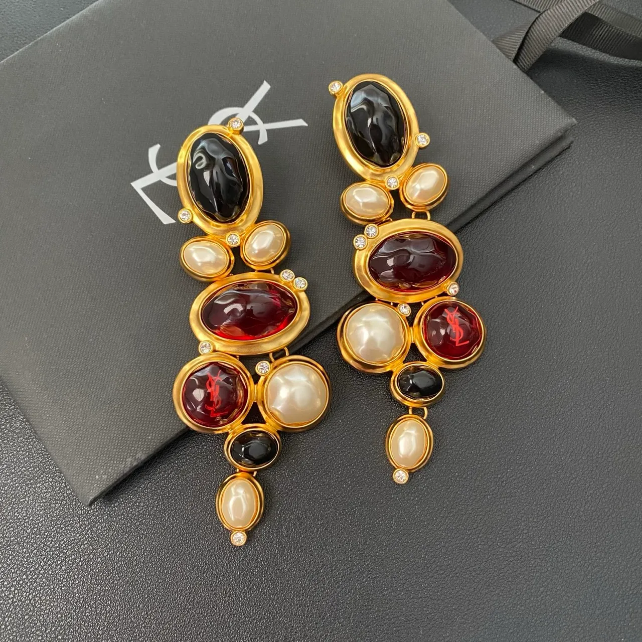 Saint Laurent Multi-Stone Chandelier Earrings 7