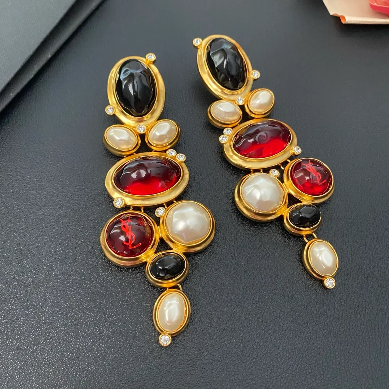Saint Laurent Multi-Stone Chandelier Earrings 8