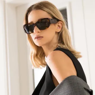 Saint Laurent SL 207 Tortoiseshell Oversized Rectangular Sunglasses