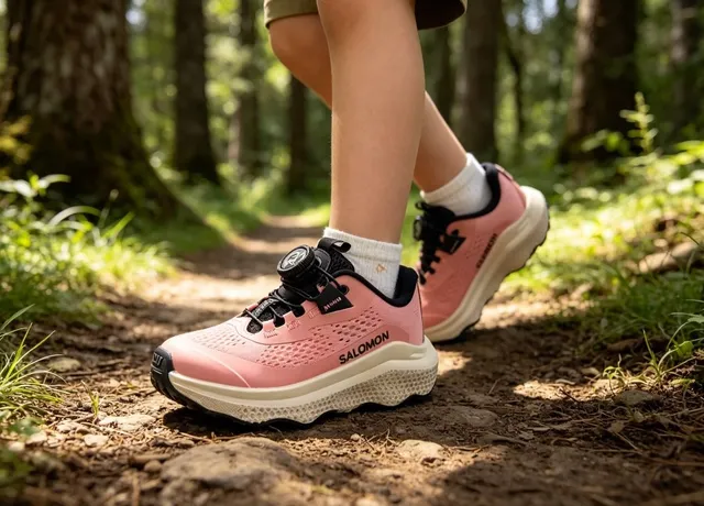 Salomon White Pink Mesh Upper BOA Dial Closure Running Shoes 21