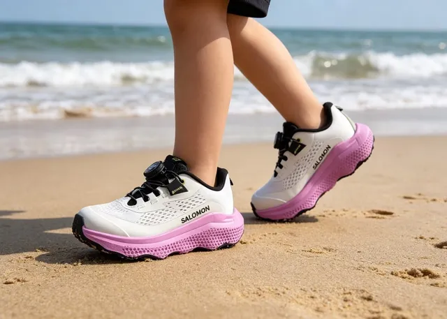 Salomon White Pink Mesh Upper BOA Dial Closure Running Shoes 23