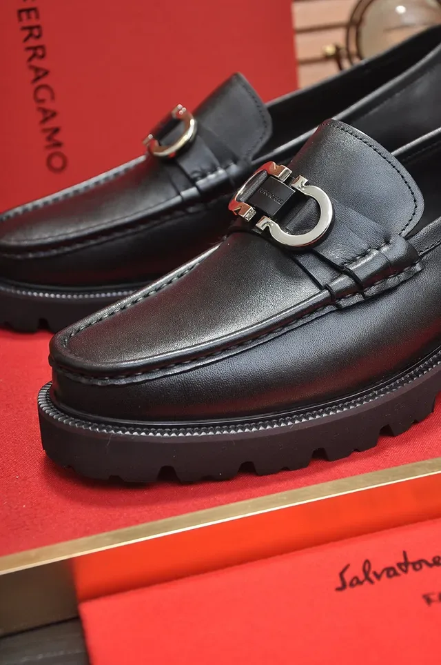 Salvatore Ferragamo Gancini Black Leather Loafers 4