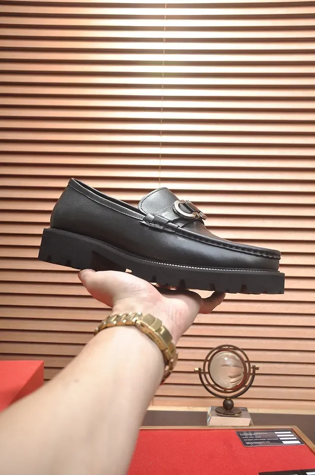 Salvatore Ferragamo Gancini Black Leather Loafers 7