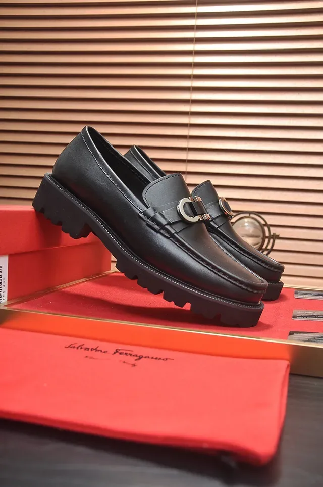 Salvatore Ferragamo Gancini Black Leather Loafers 9
