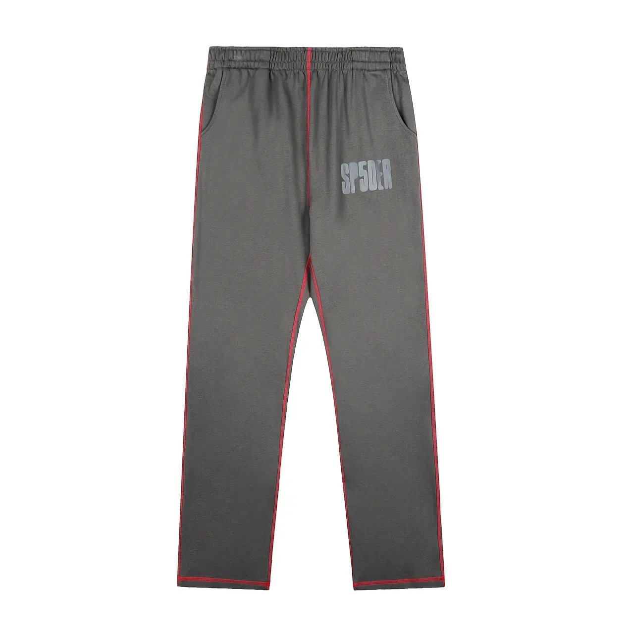 Sp5der رمادي أحمر Oversized Fit Contrast Piping Tracksuit 4