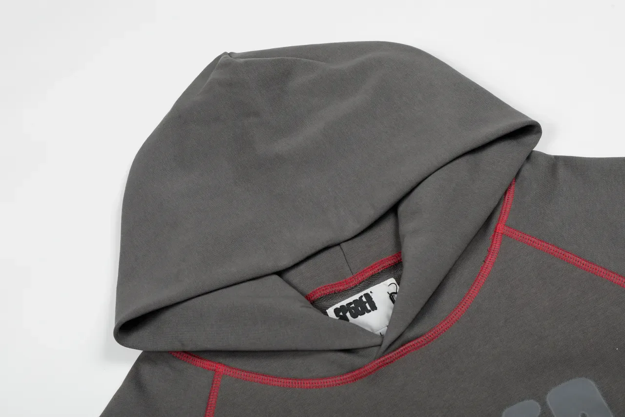 Sp5der رمادي أحمر Oversized Fit Contrast Piping Tracksuit 7