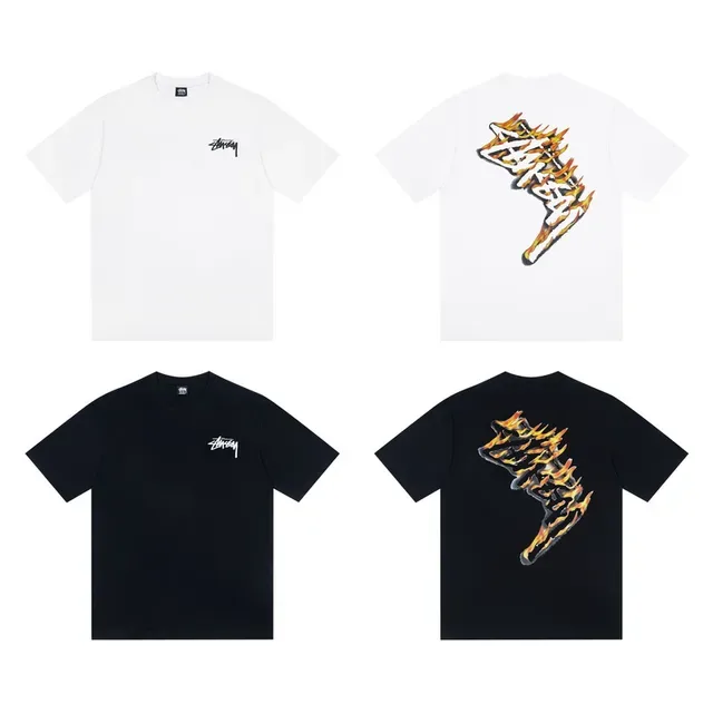 Stussy Stock Logo Flame Graphic T-Shirt 2