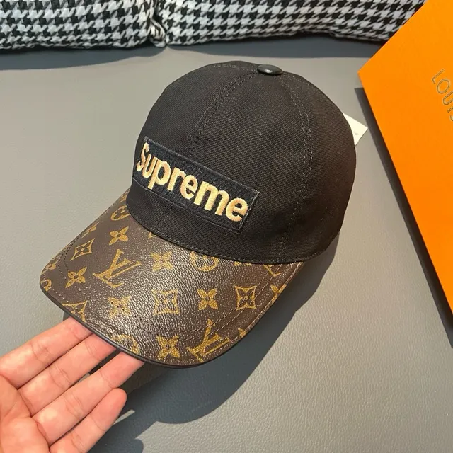 Supreme Box Logo Negro Marrón Estructurado Seis Paneles Bordado Gorra de Béisbol 5