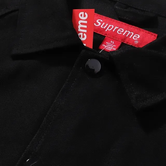 Supreme Coach جاكيت أسود أبيض بياقة وزر أمامي 4