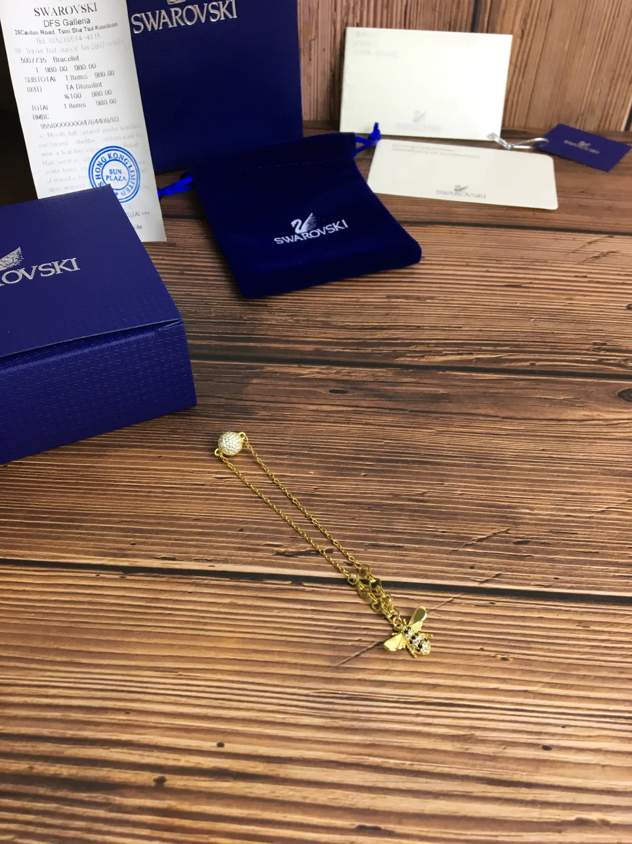 Swarovski Bee Pendant Gold-Tone Crystal Necklace 3