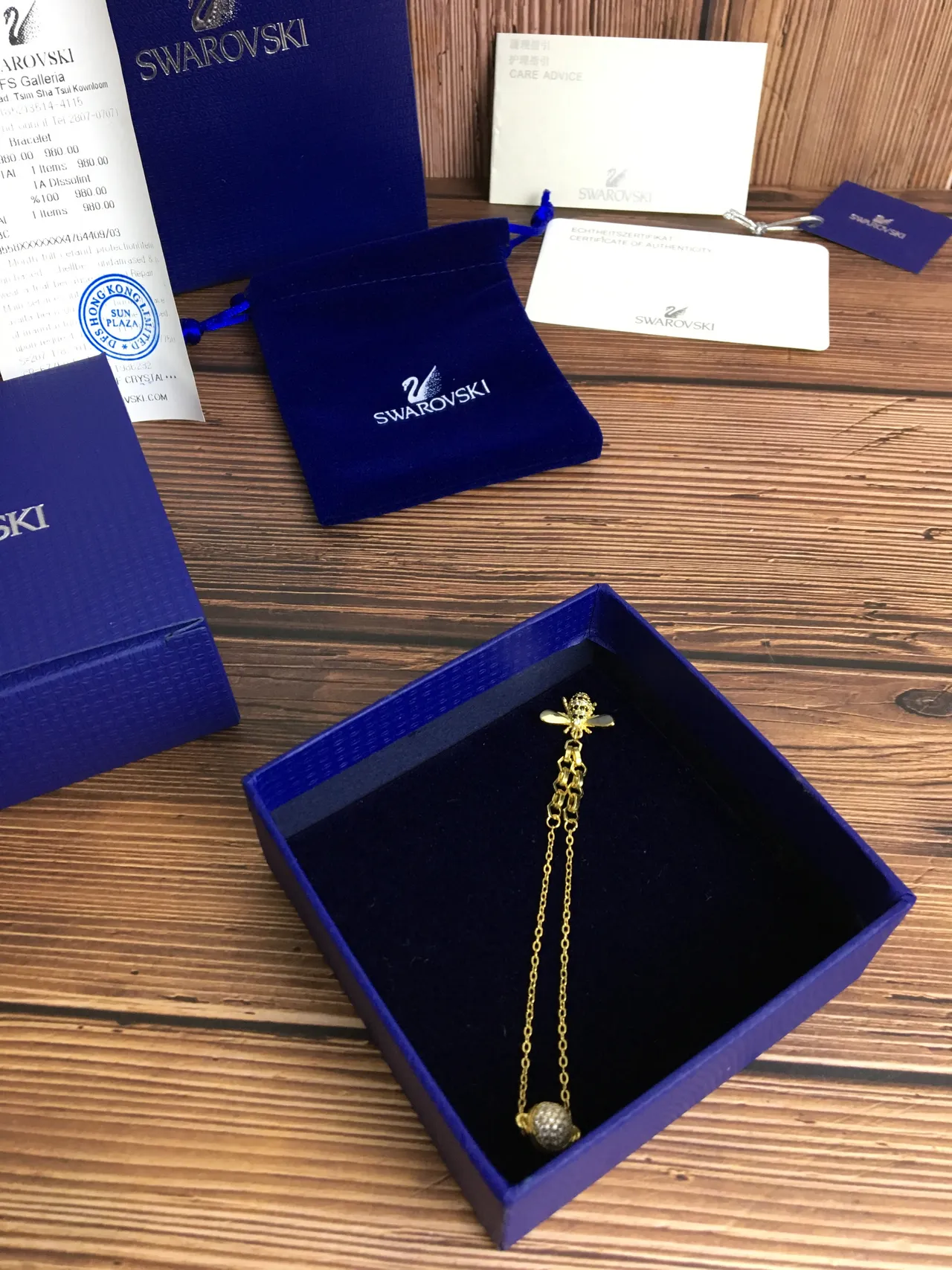 Swarovski Bee Pendant Gold-Tone Crystal Necklace 4