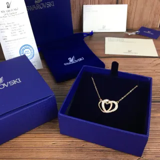 Swarovski Double Heart Pavé Crystal Gold-Tone Necklace