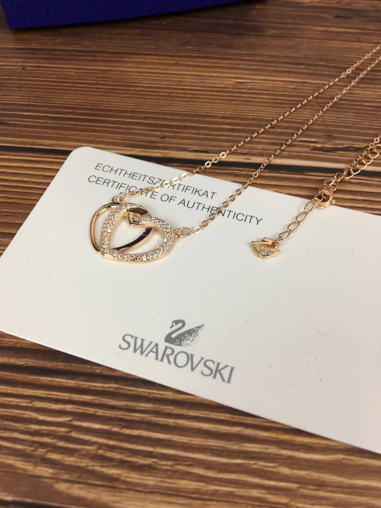 Swarovski Collier Double Cœur Cristal Pavé Doré 2