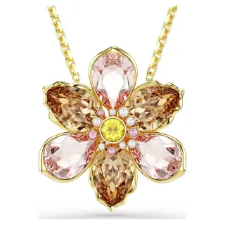 Swarovski Flower-Shaped Multi-Color Crystal Gold-Tone Necklace