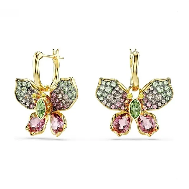 Collier de Cristal à Forme de Fleur Multicolore avec Finition Dorée de Swarovski 8