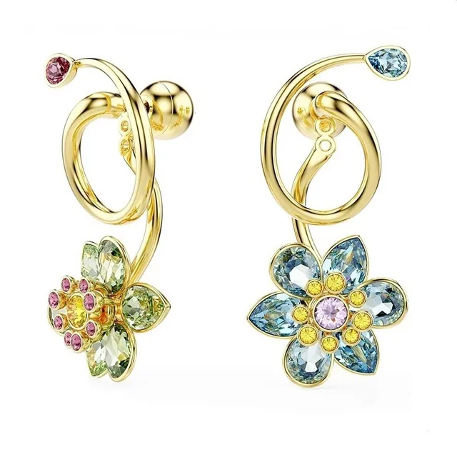 Collier de Cristal à Forme de Fleur Multicolore avec Finition Dorée de Swarovski 10