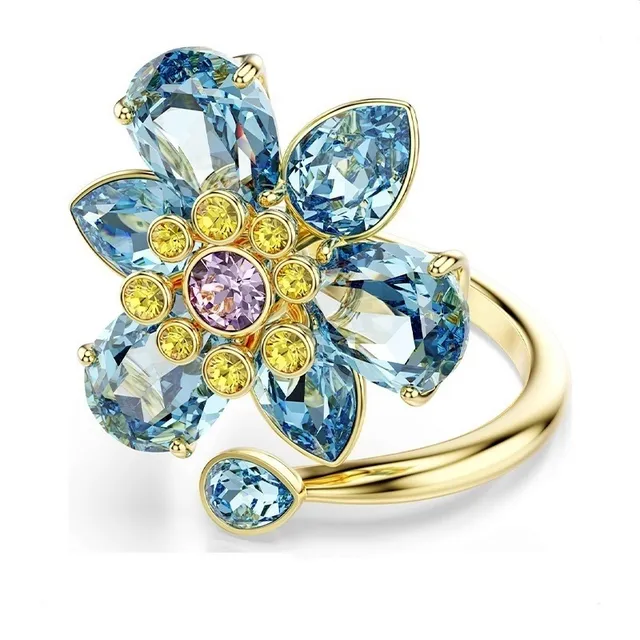 Collier de Cristal à Forme de Fleur Multicolore avec Finition Dorée de Swarovski 17