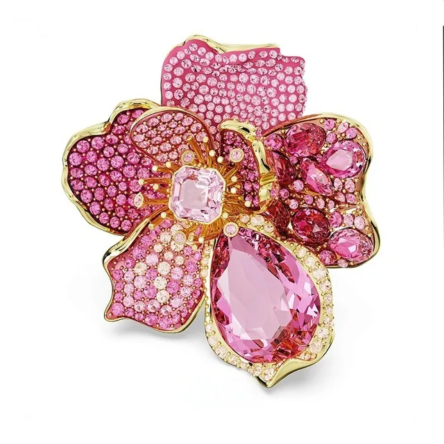 Collier de Cristal à Forme de Fleur Multicolore avec Finition Dorée de Swarovski 22