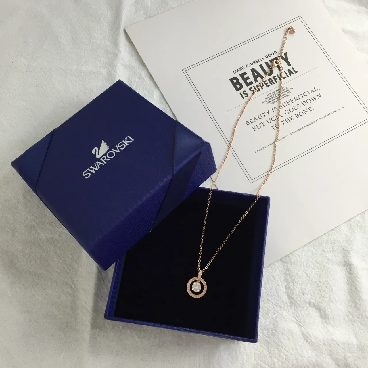 Swarovski Collier Pendentif Cristal Or Rose 3