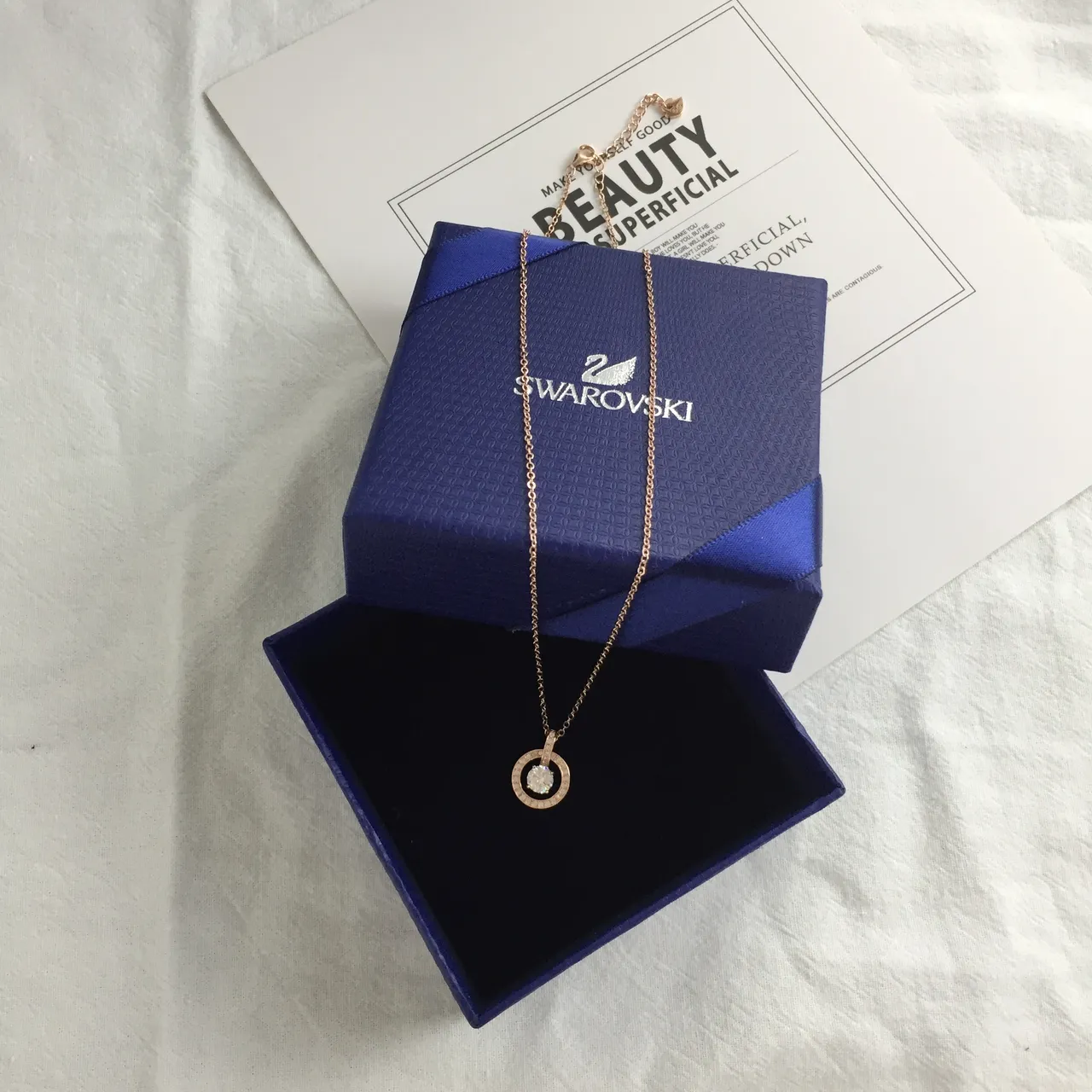 Swarovski Collier Pendentif Cristal Or Rose 4